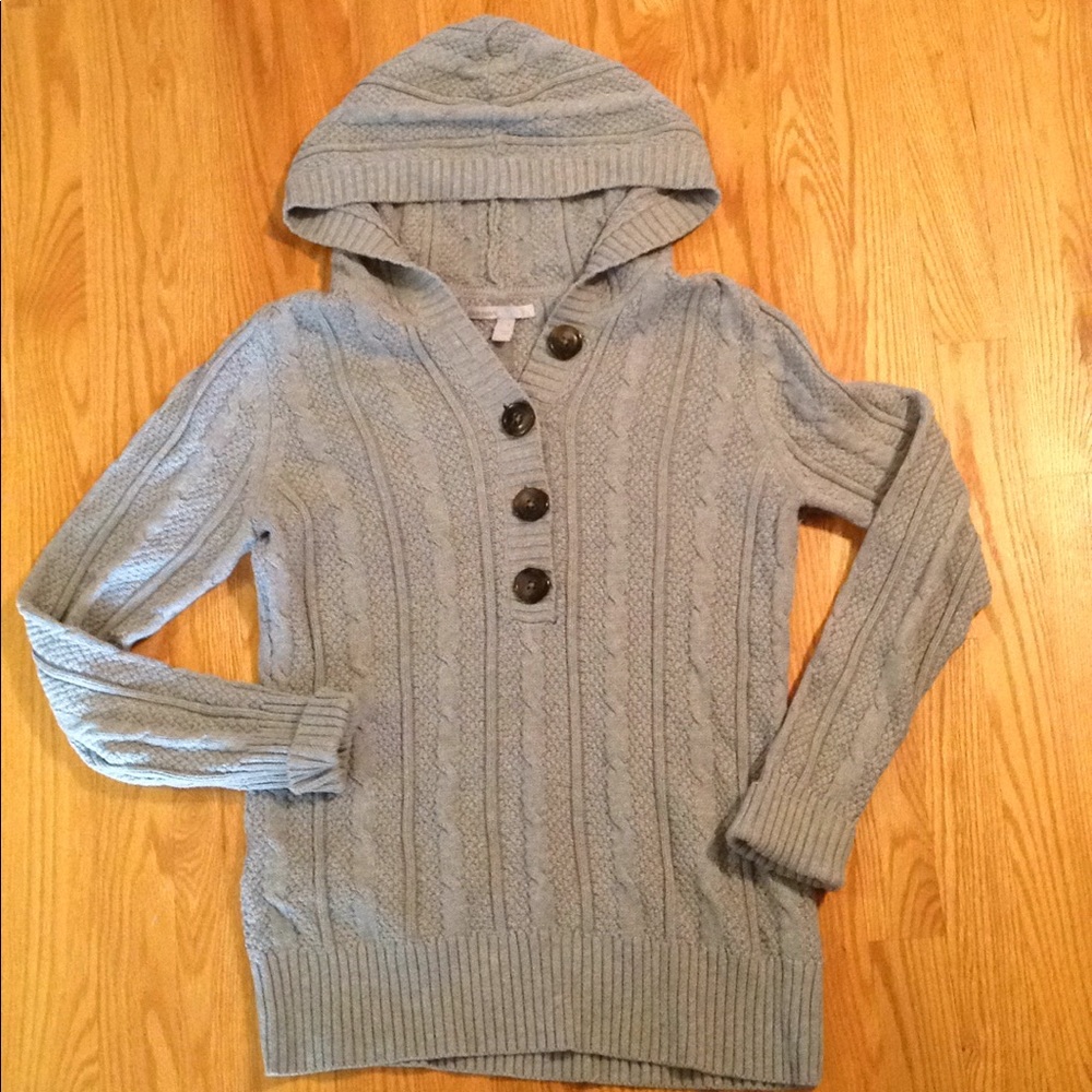 Gray cable-knit sweater